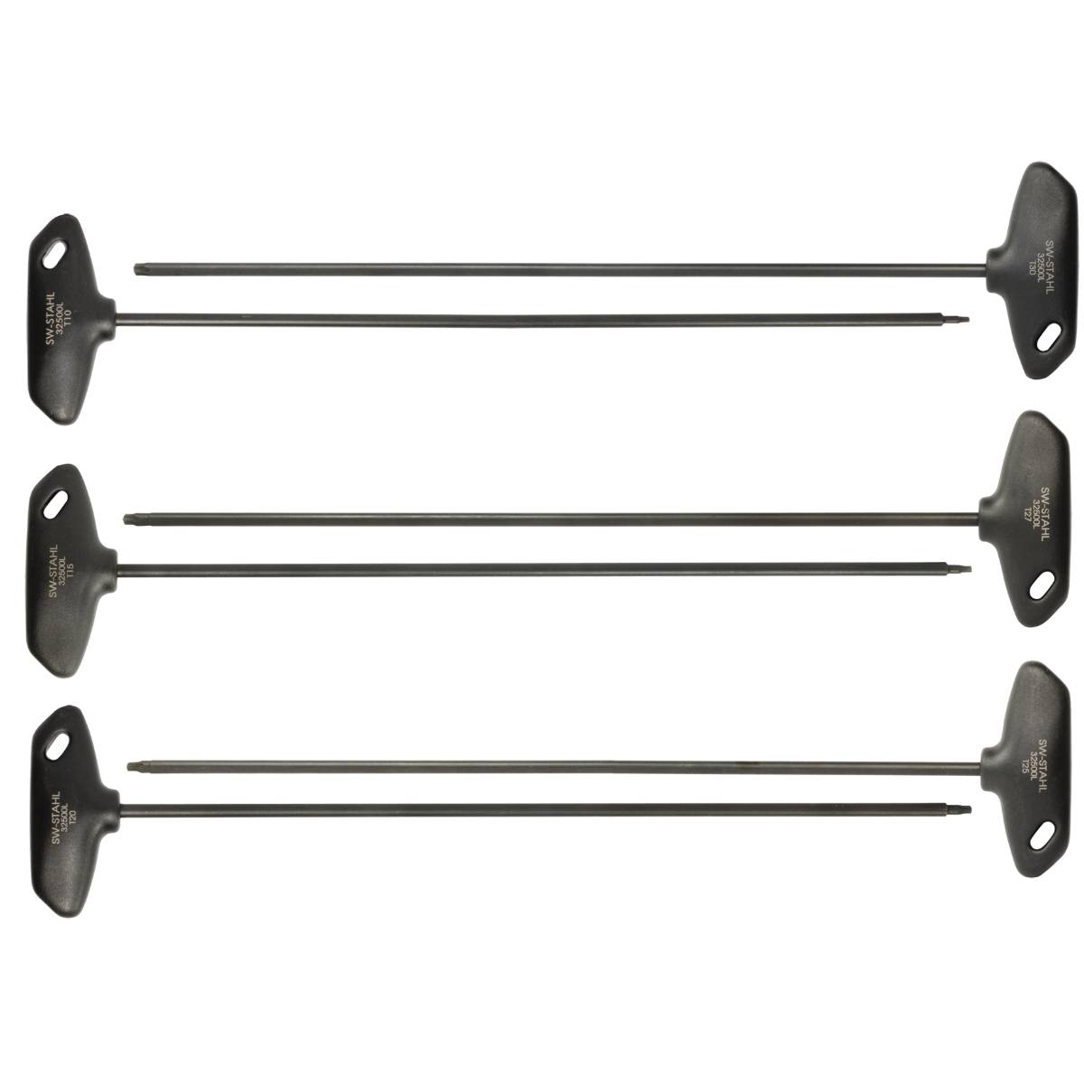SW-Stahl T-Griff Schraubendrehersatz, T-Profil, T10-T30, extra lang, 6-teilig