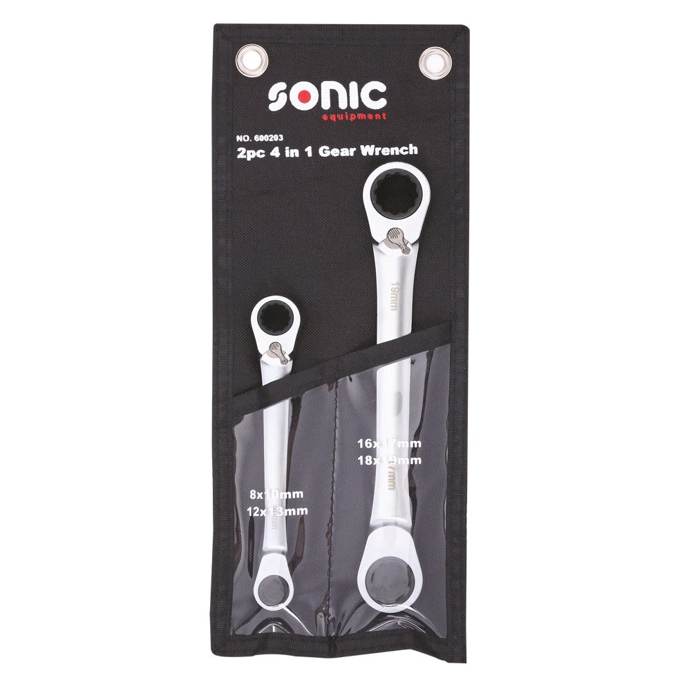Sonic 4-in-1 Ringratschenschlüsselsatz in Tasche 2-teilig - 600203
