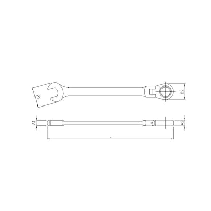 Sonic Flexible Ring-Gabelschlüssel Ratschensatz 12-kant 12-teilig - 601218
