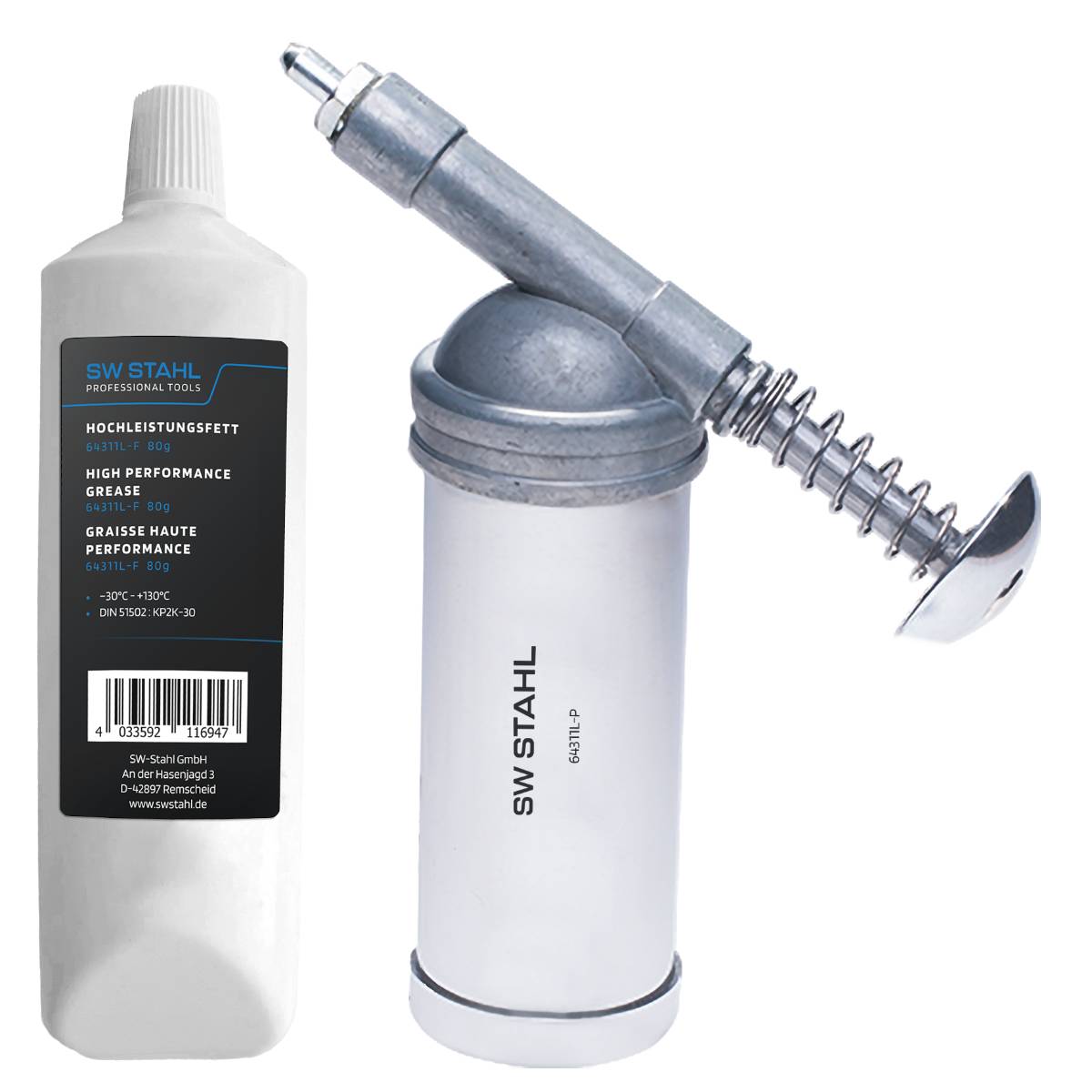 SW-Stahl Mini-Fettpresse mit Hochleistungsfett, 80 g