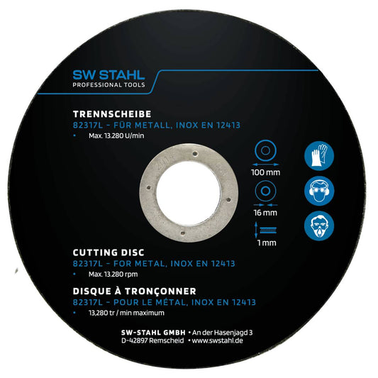 SW-Stahl Trennscheibe für Metall, 100 x 1,0 x 16 mm, 10 Stück