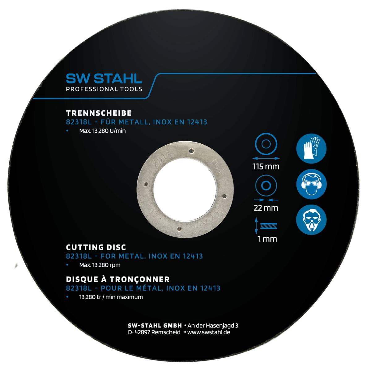 SW-Stahl Trennscheibe für Metall, 115 x 1,0 x 22 mm, 10 Stück