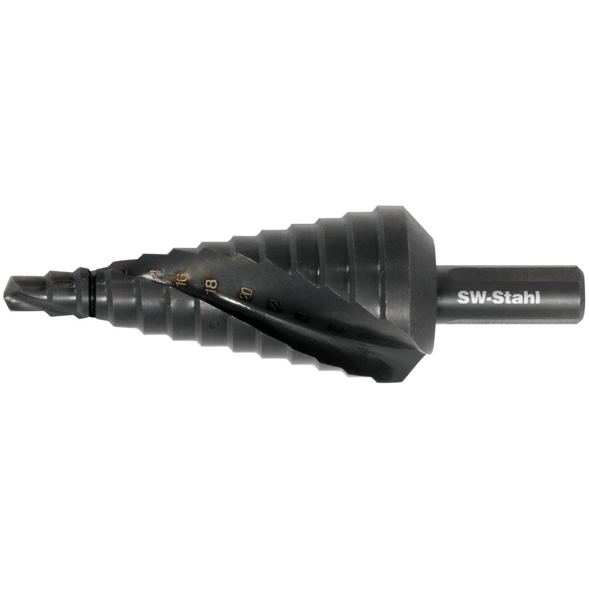SW-Stahl Stufenbohrer, HSS-G, 6-30 mm, Spiralform