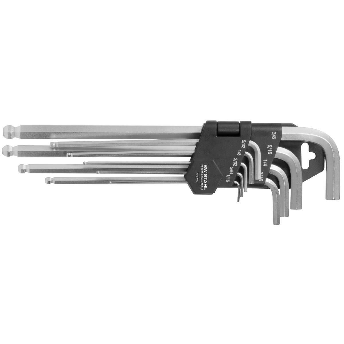 SW-Stahl Winkelschlüsselsatz, Innensechskant, Kugelkopf, 1/16"-3/8", 9-teilig