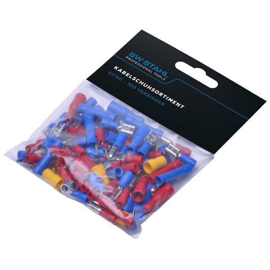 SW-Stahl Kabelschuhsortiment, 100-teilig