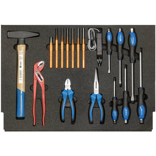 SW-Stahl Werkstattwagensortiment, Hammer, Zangen, Schraubendreher, 18-teilig
