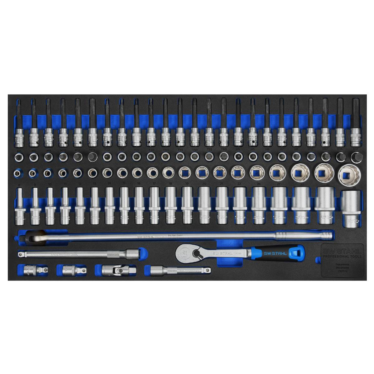 SW-Stahl Werkstattwagensortiment, Steckschlüssel 1/2“, mit Ratsche, 95-teilig