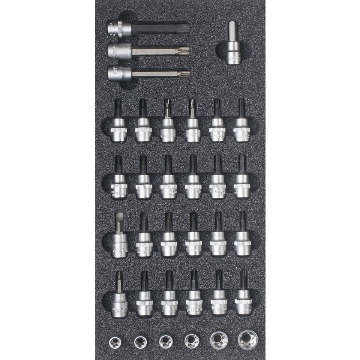 SW-Stahl Werkstattwagensortiment, Schraubendreheinsätze 3/8", 34-teilig