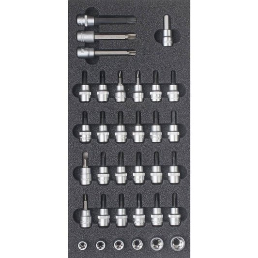 SW-Stahl Werkstattwagensortiment, Schraubendreheinsätze 3/8", 34-teilig
