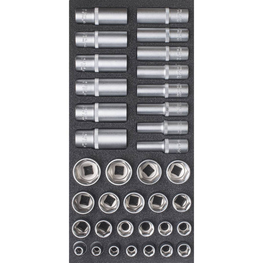SW-Stahl Werkstattwagensortiment, Steckschlüssel 1/2", 36-teilig