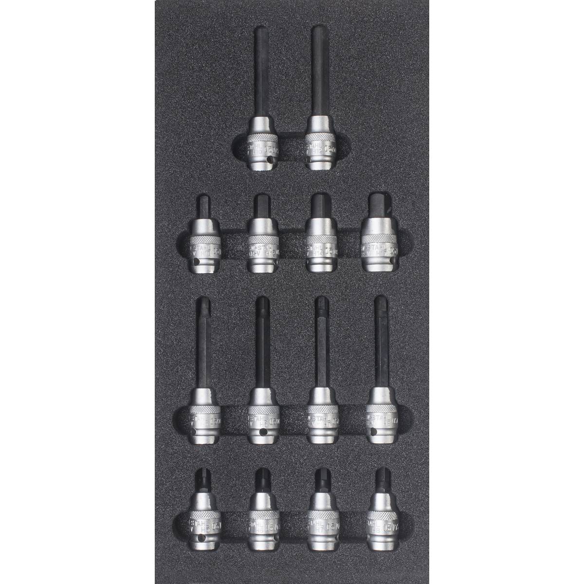 SW-Stahl Werkstattwagensortiment, Schraubendreheinsätze 1/2", Innensechskant, 14-teilig
