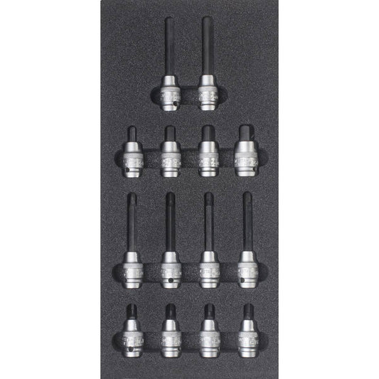 SW-Stahl Werkstattwagensortiment, Schraubendreheinsätze 1/2", Innensechskant, 14-teilig
