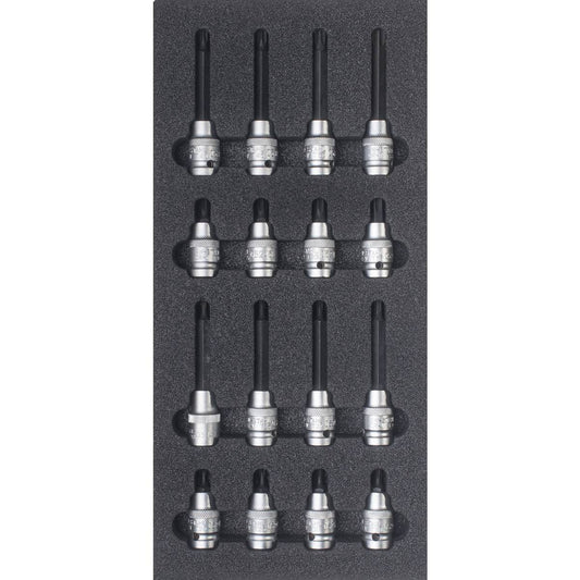 SW-Stahl Werkstattwagensortiment, Schraubendreheinsätze 1/2", T-Profil, 16-teilig