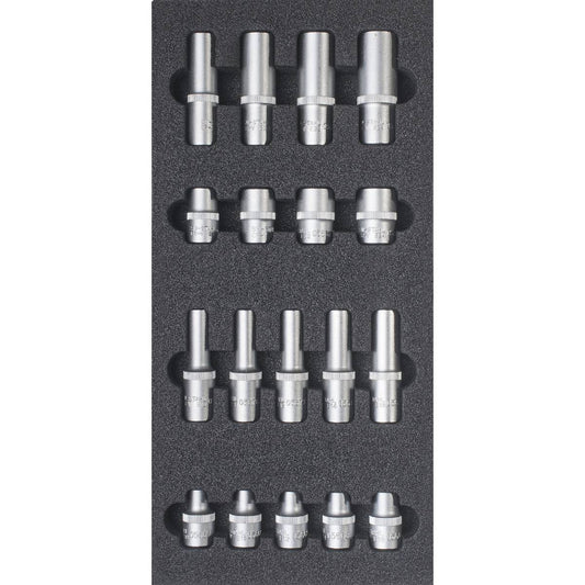 SW-Stahl Werkstattwagensortiment, Steckschlüssel 1/2", E-Profil, 18-teilig