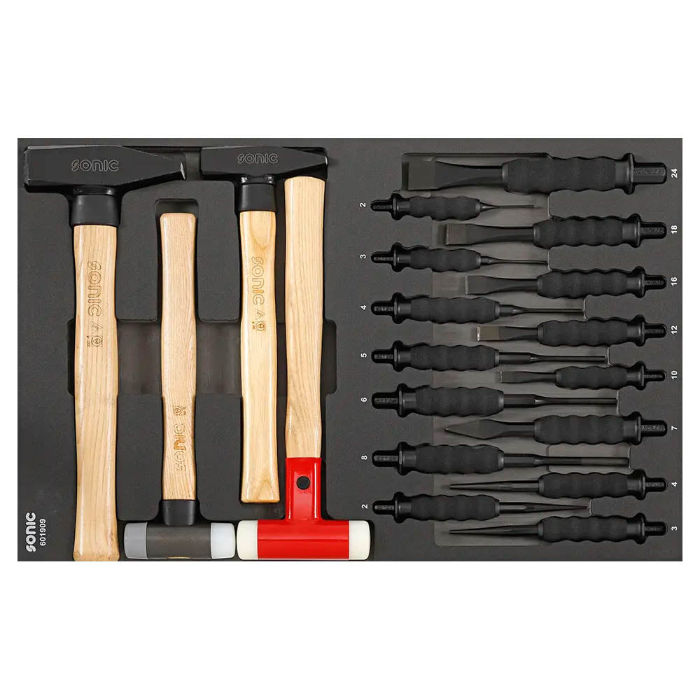 Sonic Schaumeinlage SFS Meißel und Hammer Satz 19-teilig (Heavy Duty)