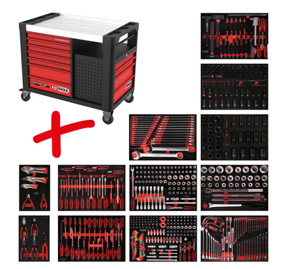 KS Tools Performanceplus Werkstattwagen-Satz P35 mit 549 Werkzeugen für 12 Schubladen